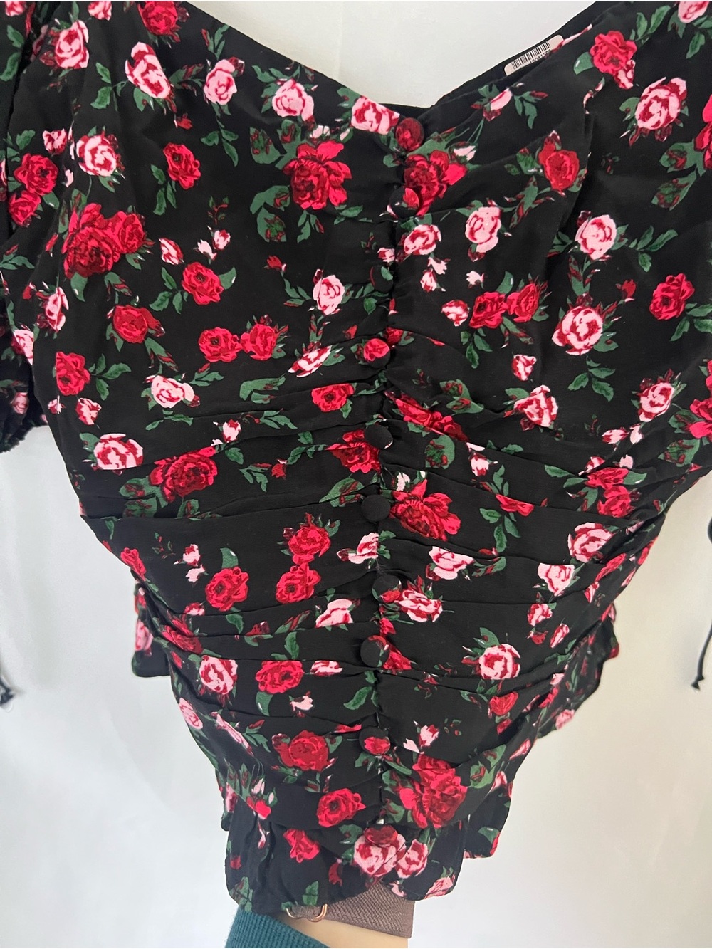 Women’s FOR LOVE AND LEMONS Tainted Button Rose Top - Picture 5 of 6